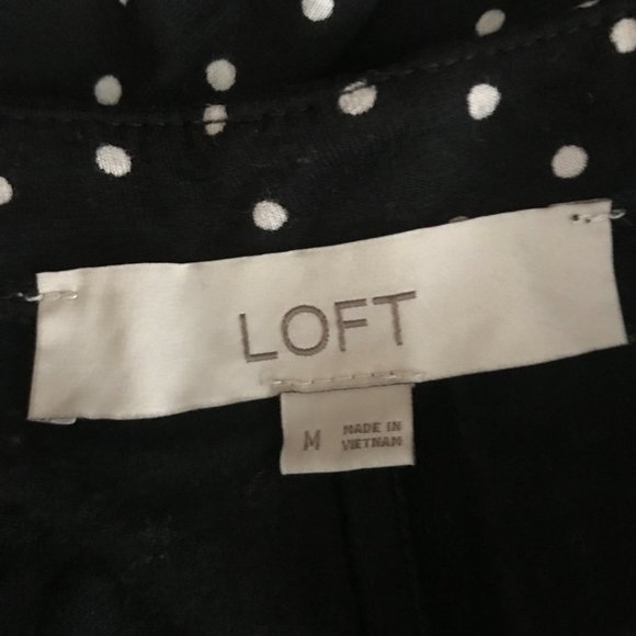 LOFT Black w/White Polka Dots Short Sleeve Dress Size 14 - Picture 11 of 11